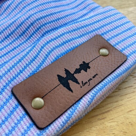 I Love You More Soundwave Newborn Baby Beanie - Blue/Pink - Premade - Picture 3 of 9